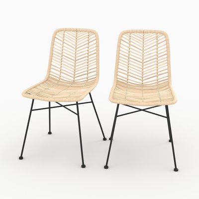 Lot de 2 chaises en rotin et pieds en métal - TAMARA RENDEZ-VOUS DÉCO