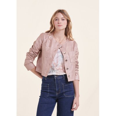 Veste cuir rose poudre La Redoute
