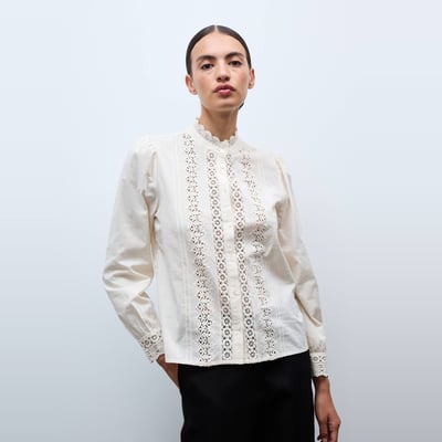 Chemise manches longues avec détail de dentelle MONOPRIX