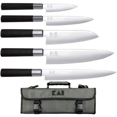 Mallette 5 couteaux japonais KAI Wasabi Black EURO KAI