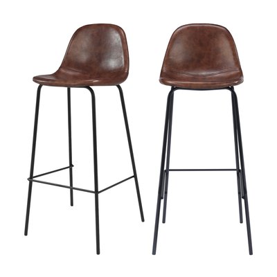 Lot de 2 chaises de bar en cuir synthétique - HENRIK RENDEZ-VOUS DÉCO