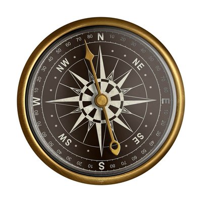 Tableau sur verre synthétique Boussole Noire rond CEANOTHE