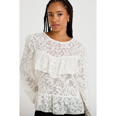 Blouse en dentelle manches longues CACHE CACHE