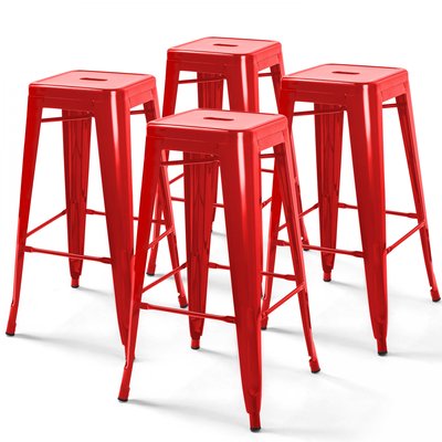 Tabourets de bar en métal brillant — Lot de 4, INDUS OVIALA