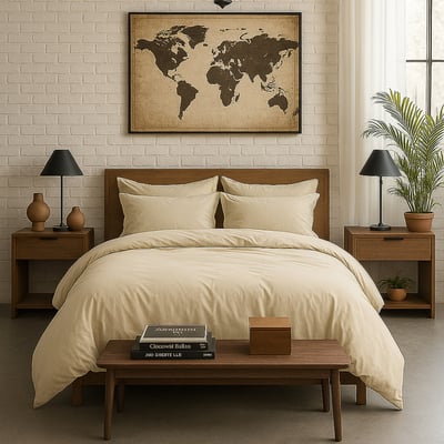 housse de couette en percale de coton lavé unie, ELEGANCE BATON ROUGE