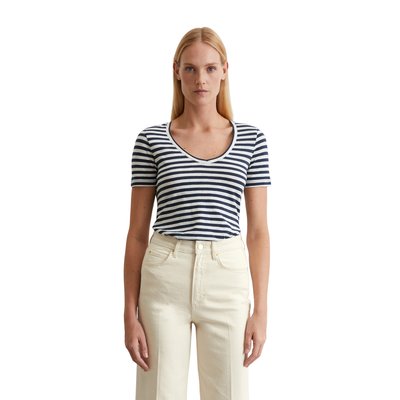 T-shirt à rayures régulières en Organic Cotton Slub Jersey MARC O'POLO