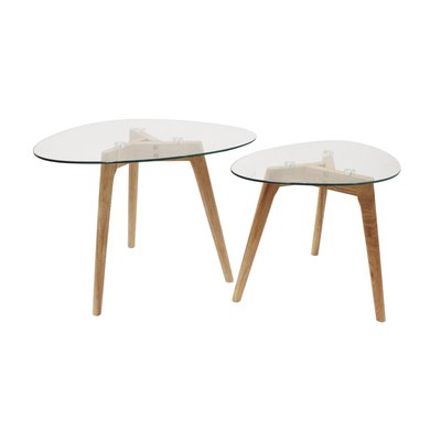 Lot de 2 tables gigognes Galet en verre et bois THE HOME DECO FACTORY