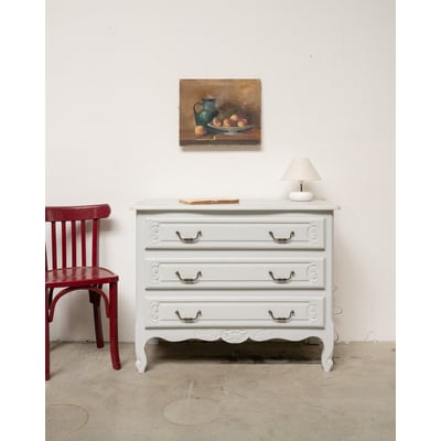 Commode en bois blanc Garance N°777 - Bon état DEBONGOUT