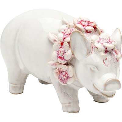 Déco cochon couronne de fleurs 21cm, HAWAÏ KARE DESIGN