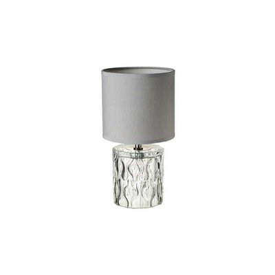 Lampe à Poser Base en Verre et Abat-jour Tissu Gris - Hauteur 29cm WADIGA
