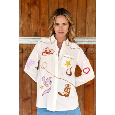 Chemisier manches longues col chemise imprimé broderie CLOTAIRE LA PETITE ETOILE