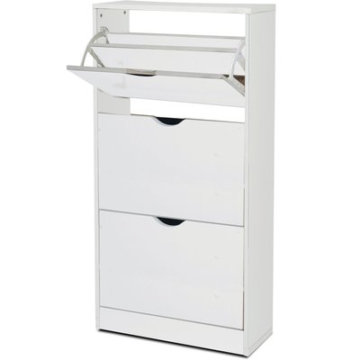 Meuble à chaussures blanc 3 placards 60x24x118cm WADIGA