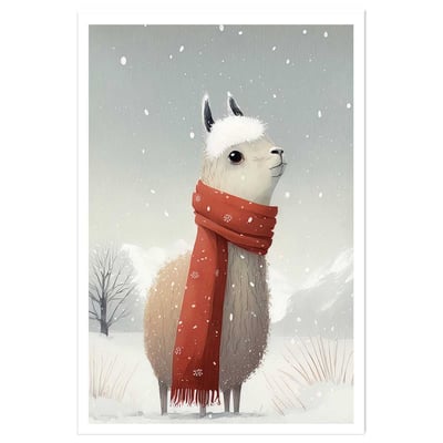 Affiche enfant lama et son écharpe HEXOA