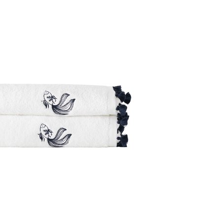 Drap de bain coton et viscose de bambou DEMILUNE CARRE BLANC