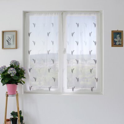 Paire de petits voilages aux broderies bicolores HOME MAISON