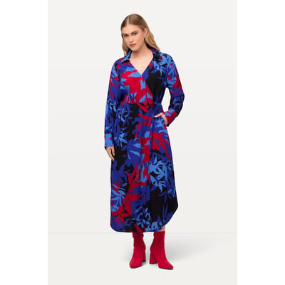 Robe midi à manches longues et col en V. ULLA POPKEN