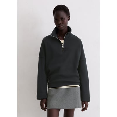 Sweat-shirt à demi-zip relaxed en coton organique doux MARC O'POLO