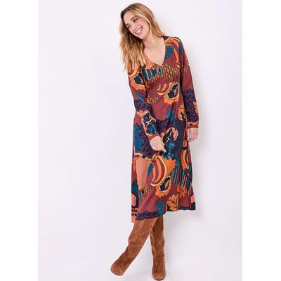 Robe midi fluide imprimée col V LAMANA LA FIANCÉE