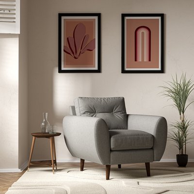 Ada Scandi Buttoned Soft Brushed Armchair with Dark Wood Legs SO'HOME