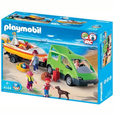 City LifeVoiture familiale avec remorque porte-bateaux PLAYMOBIL