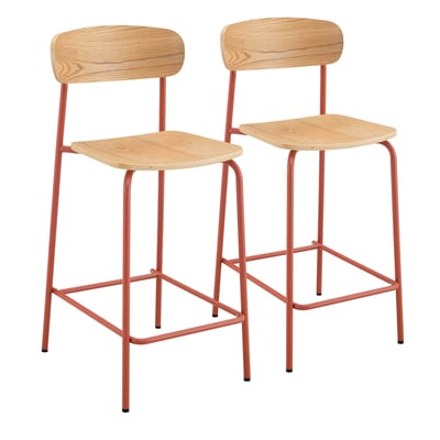 Lot de 2 chaises hautes en métal et bois, LILA OVIALA