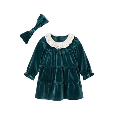 Coffret cadeau de Noël robe velours + bandeau VERTBAUDET