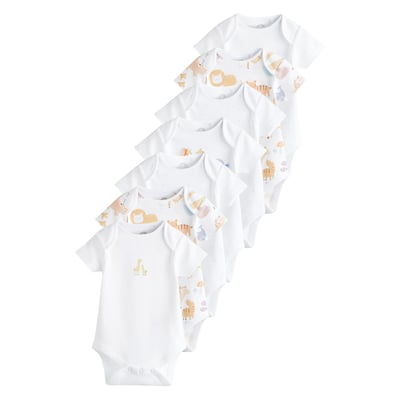 Lot De 5 Bodies Bébé Manches Courtes NEXT - 100% Coton, étiquettes Imprimées, Boutons Pression Sans Nickel