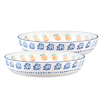 Lot de 2 corbeilles à fruits en porcelaine de haute qualité (grade a), peinte à la main, NAPOLI BJORN