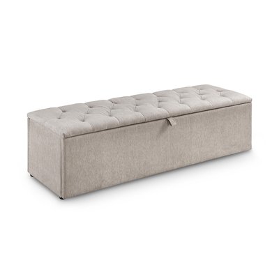 Charlotte Buttoned Chenille Storage Bench SO'HOME