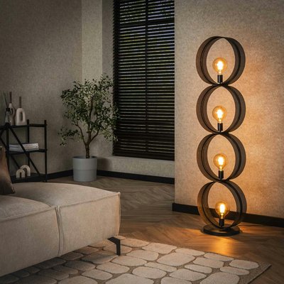 Lampadaire design 4 anneaux en métal perforé RALF PIER IMPORT