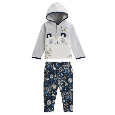 Ensemble bébé en molleton sweat à capuche et pantalon TROPIC MOON PETIT BEGUIN