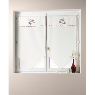 Paire de petits voilages avec bavette brodée et festonnée HOME MAISON