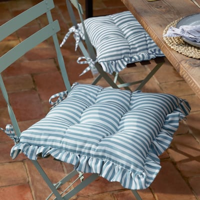 Set of 2 Millie Ruffle Indoor/Outdoor Seat Pads WYLDER