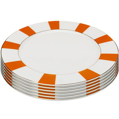 Lot de 6 assiettes bord rayé, HARLEQUIN KARE DESIGN