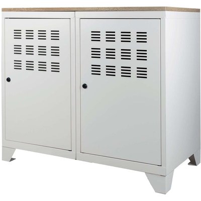 Armoire de rangement métal 2 portes Blanc mat PIERRE HENRY