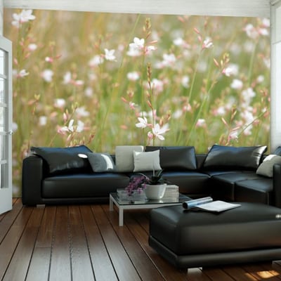 Papier peint intissé panoramique Fleurs Petites fleurs blanches EDEN