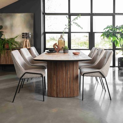Grande table à manger en bois de teck recyclé MONACO PIER IMPORT