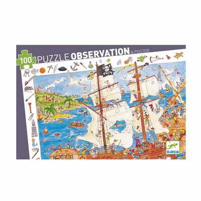 Puzzle Observation Les Pirates 100 pcs DJECO
