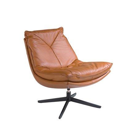 Fauteuil pivotant en cuir et acier ANGEL CERDA