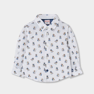 Chemise garçon popeline imprimé ratons laveurs BOBOLI