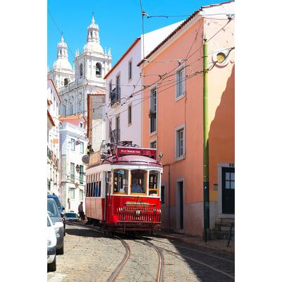 Tableau ville lisbonne ""tram rouge"" HEXOA