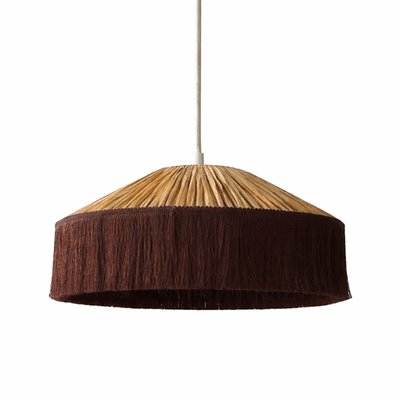 Abat-jour suspension en papier façon raphia et franges OPJET