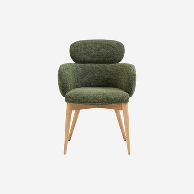 Lot de 2 chaises en tissu et bois massif couleur chêne avec accoudoirs FLORE HABITAT