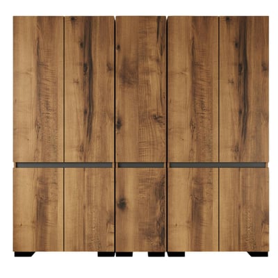 Dressing 10 portes 2 tringles décor noyer et anthracite 225 cm BYRON PIER IMPORT