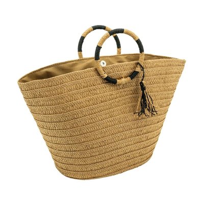 Sac cabas tressé naturel avec anses rondes AUBRY GASPARD