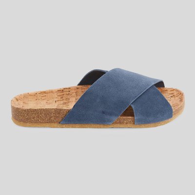 Claquette en croûte de cuir MONOPRIX
