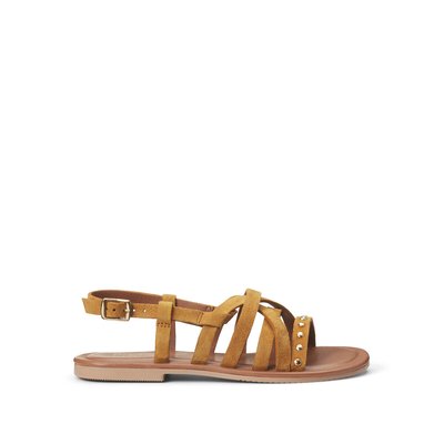 Sandales en cuir brides croisées et détails clous LA REDOUTE COLLECTIONS