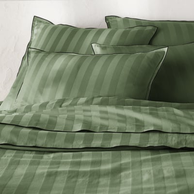 Housse de couette en satin de coton lavé, 118 fils, VICTOR RAYÉ LA REDOUTE INTERIEURS