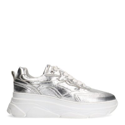 Baskets en cuir chunky avec détails denim SACHA