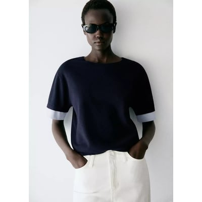 Pull en maille superposition chemise MANGO